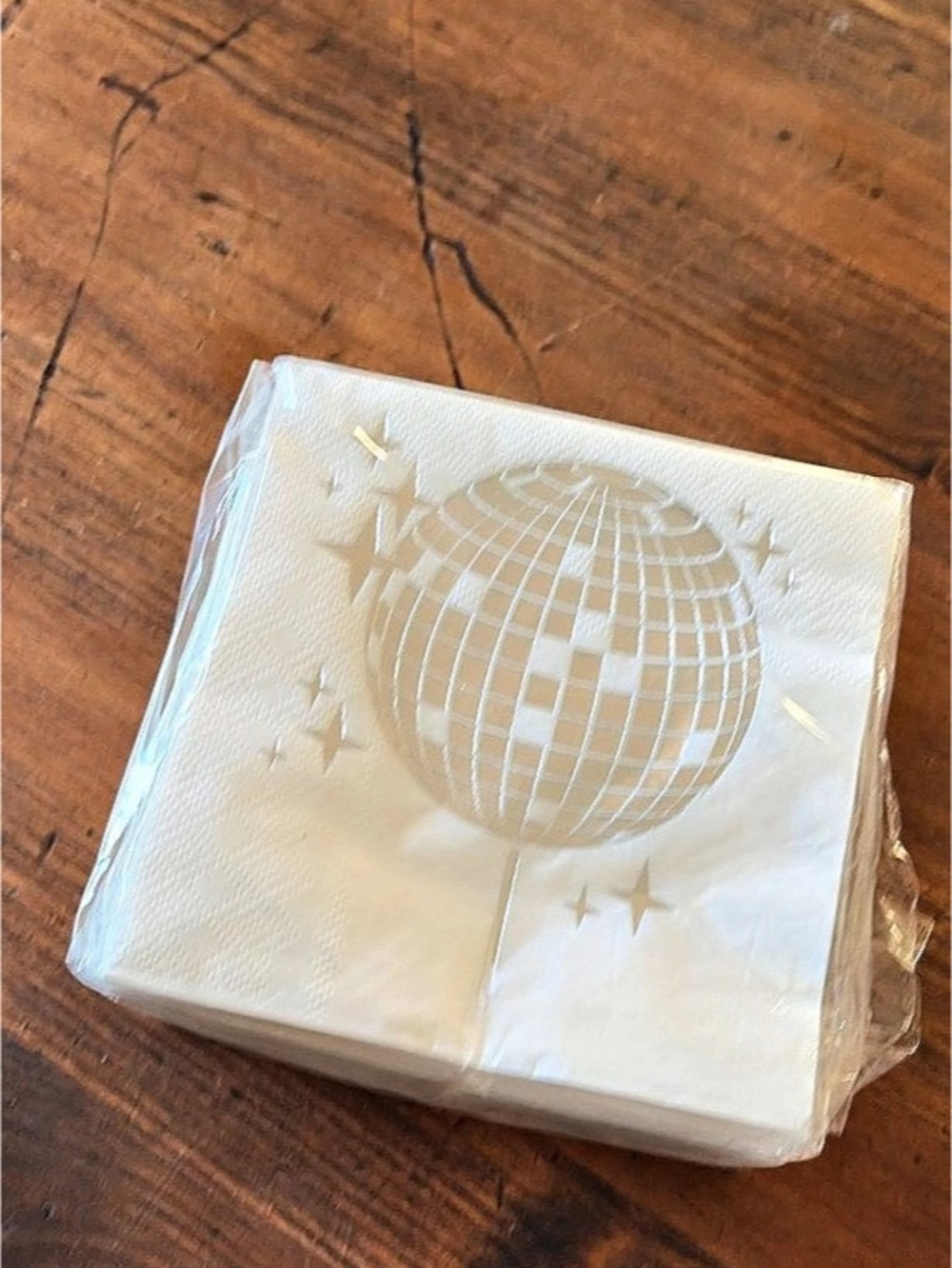 100ct Party Napkins, 8.3in, Disco Ball, white/silver